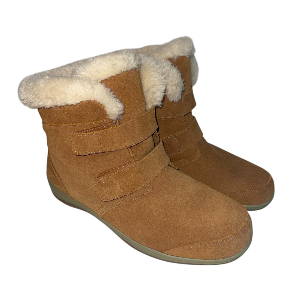 Orthofeet Florence Boots Womens 10 W Wide Brown Camel Suede Leather Outdoor 888